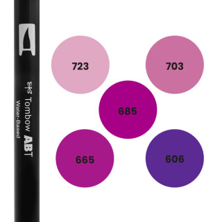 Feutres de couleurs rose à violet à l'Unité ou en Pochette | Tombow