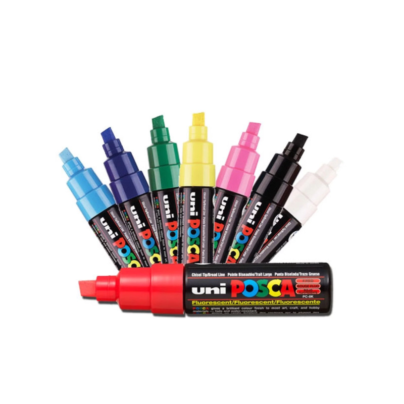 Marqueur pointe 8mm large biseautée à l'unité | Posca
