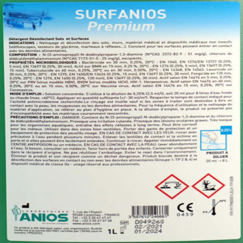 Désinfectant sols et murs Surfanios Premium | Anios