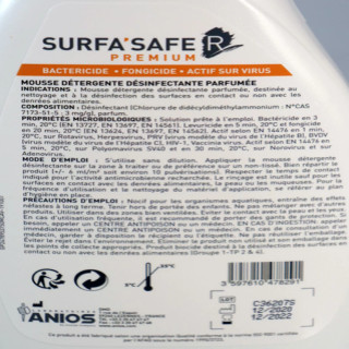 Mousse détergente désinfectante parfumée à l'orange Surfa'Safe Premium | Anios