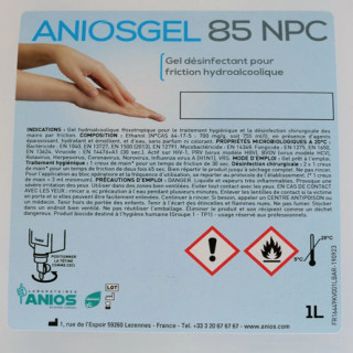 Gel Hydroalcoolique AniosGel 85 NPC - Flacon Ariless 1 L | Anios