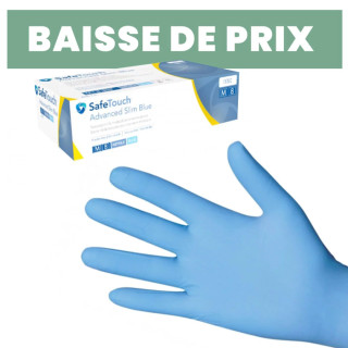 Gants nitrile bleus - non poudrés | SafeTouch