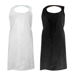 Tablier de protection noir ou blanc en plastique par 100 pcs