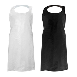 Tablier de protection noir ou blanc en plastique par 100 pcs