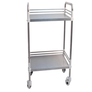 Guéridon inox sur roulettes, 2 plateaux | Itc