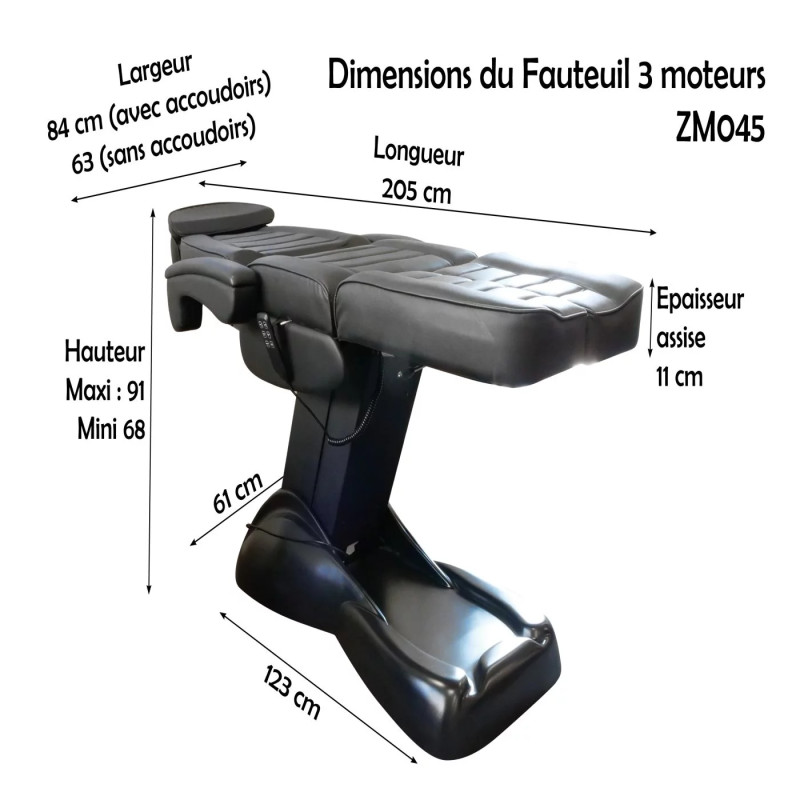 Fauteuil Noir Electrique 3 Moteurs | Itc