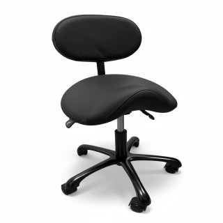 Tabouret Noir assise selle de cheval réglable avec dossier