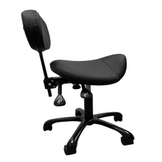 Tabouret Noir assise selle de cheval réglable avec dossier