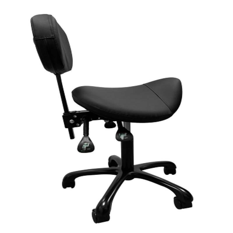 Tabouret Noir assise selle de cheval réglable avec dossier