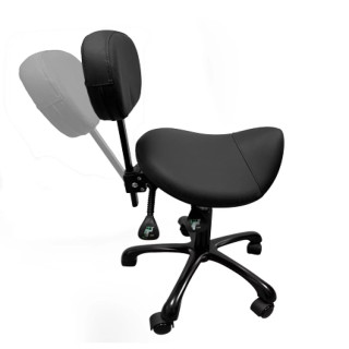 Tabouret Noir assise selle de cheval réglable avec dossier