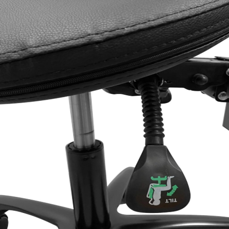 Tabouret Noir assise selle de cheval réglable avec dossier