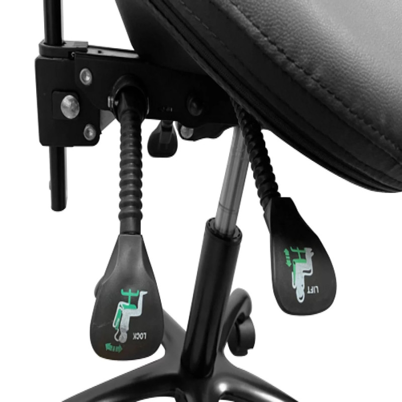 Tabouret Noir assise selle de cheval réglable avec dossier
