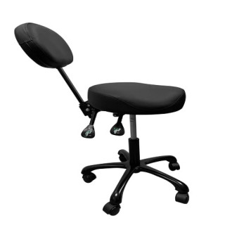 Tabouret Noir réglable avec dossier et pied aluminium