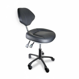 Tabouret réglable avec dossier, 5 pieds aluminium, Noir