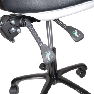 Tabouret réglable avec dossier, 5 pieds aluminium, Noir