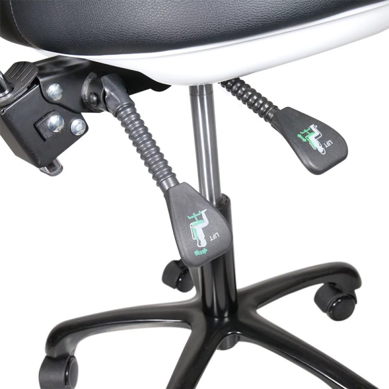 Tabouret réglable avec dossier, 5 pieds aluminium, Noir