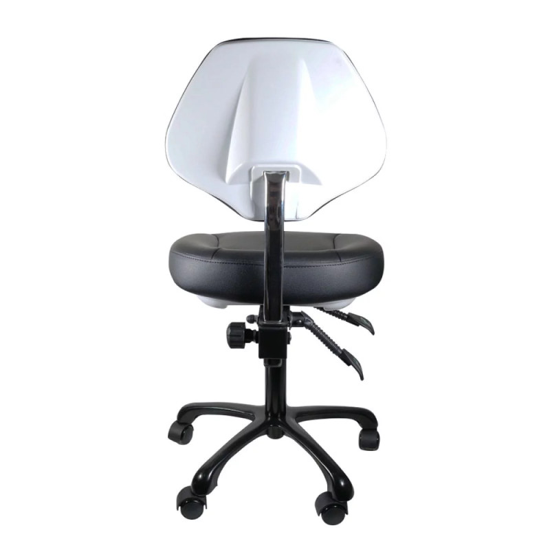 Tabouret réglable avec dossier, 5 pieds aluminium, Noir