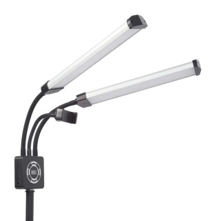 Lampe LED sur pied deux bras et support smartphone