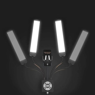 Lampe LED sur pied deux bras et support smartphone