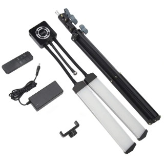 Lampe LED sur pied deux bras et support smartphone