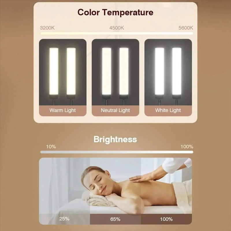 Lampe LED sur pied deux bras et support smartphone