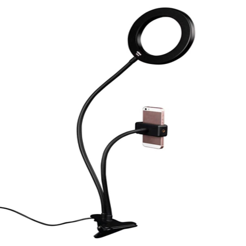Lampe circulaire 64 leds sur pince & support smartphone SLR-16 BC | DÖRR