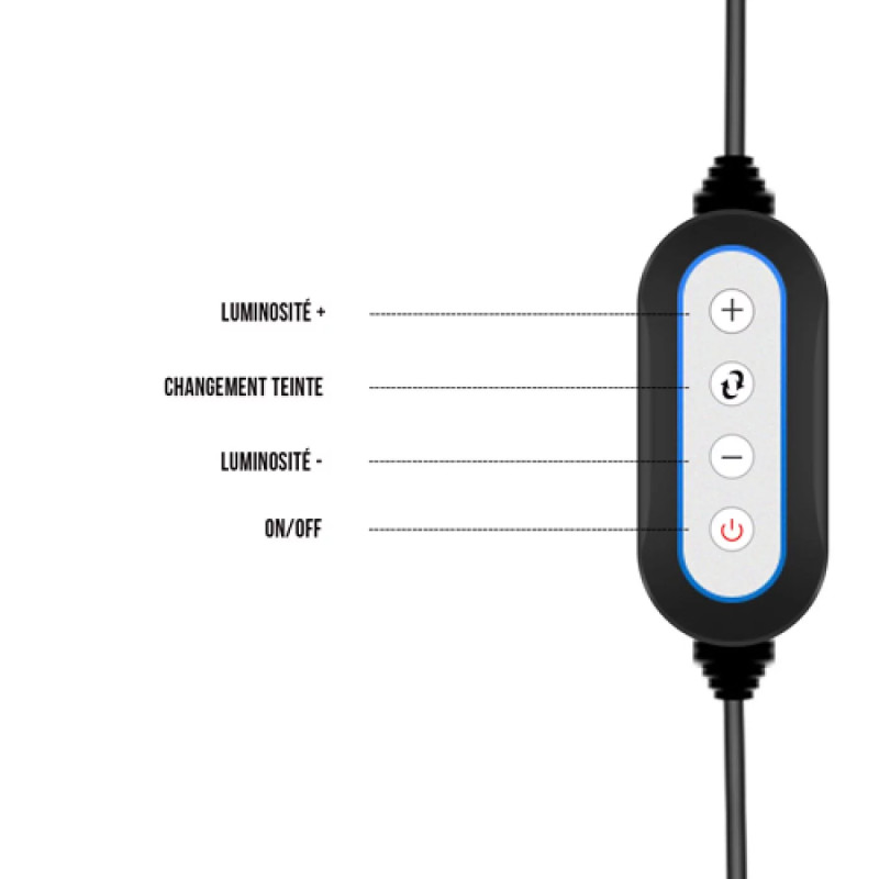 Lampe LED Réglette avec fixation clip, réglable 3 teintes