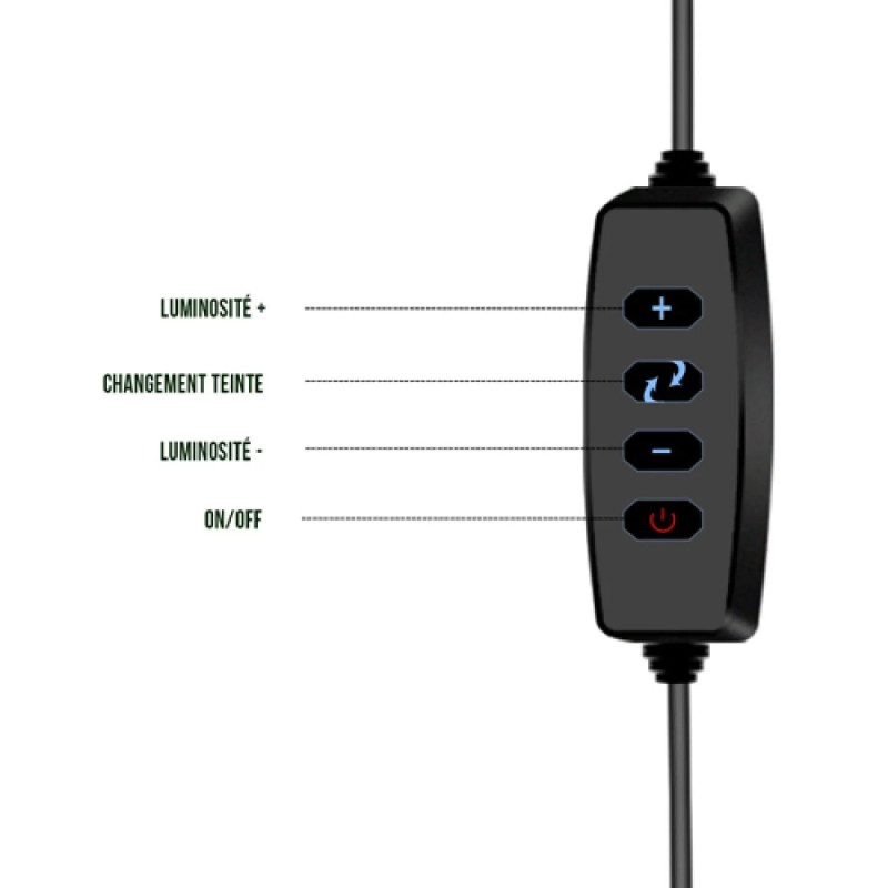 Lampe LED Anneau avec fixation clip, réglable 3 teintes
