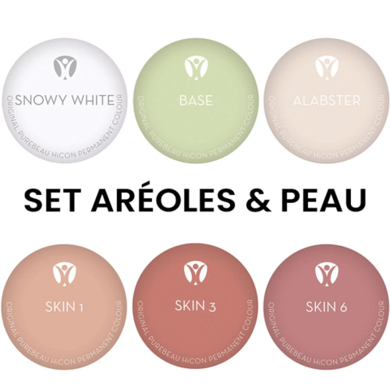 Pigments pour Maquillage Permanent PUREBEAU stériles 10ml - Set Aréoles & Peau-