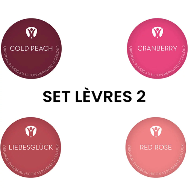 Pigments pour Maquillage Permanent PUREBEAU stériles 10ml - Set Lèvres 2 - 4 Pcs