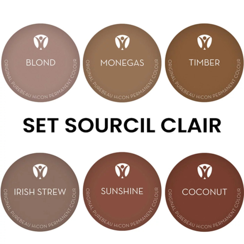 Pigments pour Maquillage Permanent PUREBEAU stériles 10ml - Set Sourcil Clair -