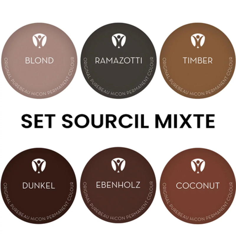 Pigments pour Maquillage Permanent PUREBEAU stériles 10ml - Set Sourcil Mix - 6