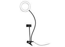 Lampe 64 leds, circulaire 9cm sur pince & support smartphone